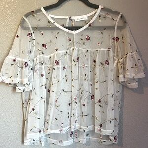 Glance Embroidered Floral Sheer Shirt